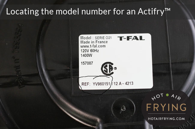 locating-the-model-number fpr an Actifry